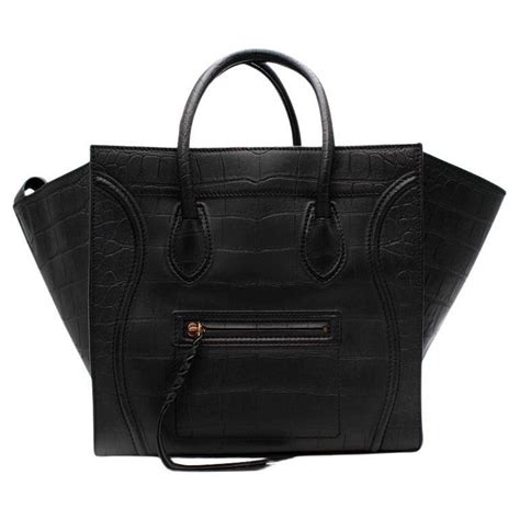 Celine Black Medium Croc